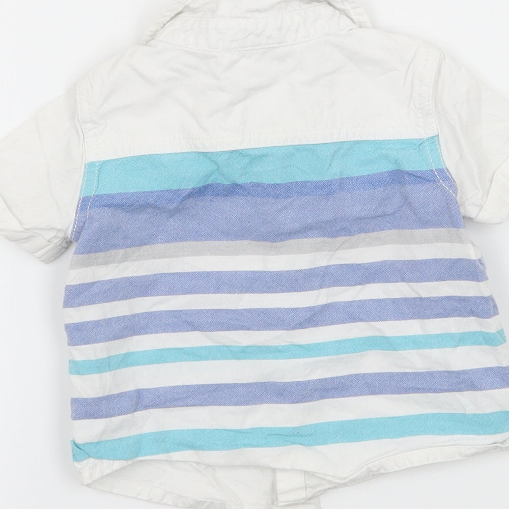 F&F Boys White Striped  Basic Button-Up Size 3-6 Months