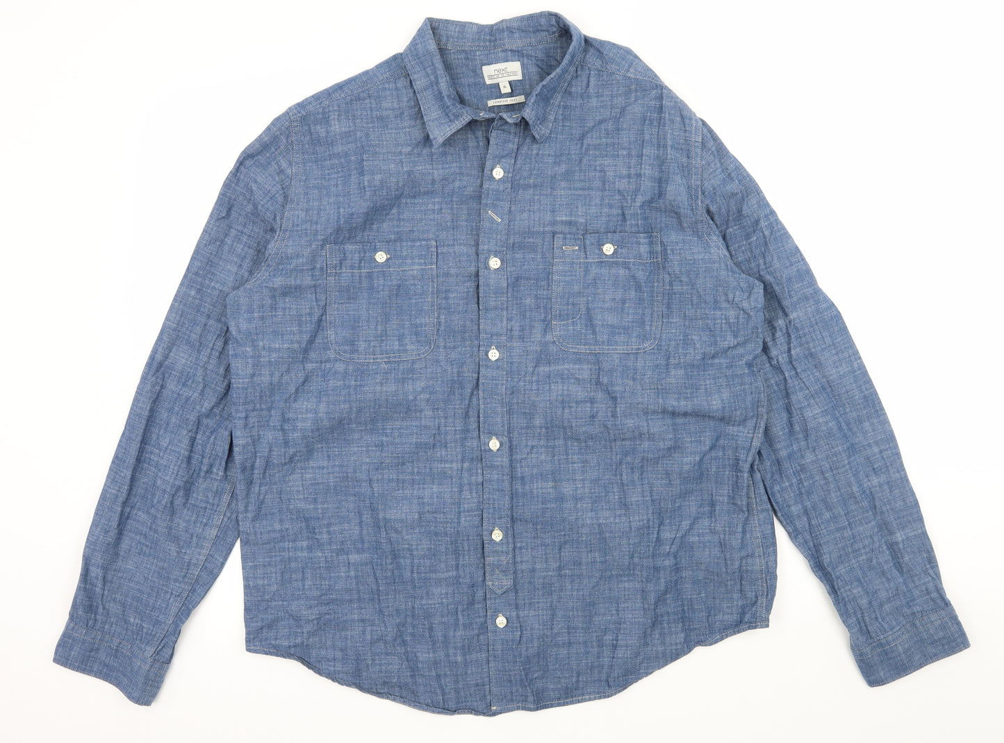NEXT Mens Blue  Denim  Button-Up Size XL