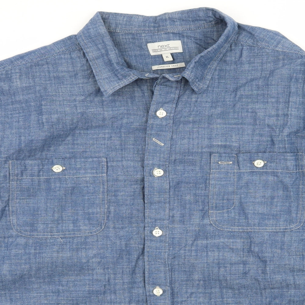 NEXT Mens Blue  Denim  Button-Up Size XL
