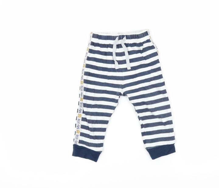 studio baby Boys Blue Striped Jersey Cami Pyjama Pants Size 12-18 Months - Bear