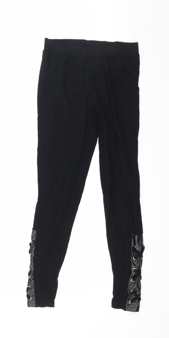 Select Womens Black  Jersey Capri Leggings Size 8 L26 in