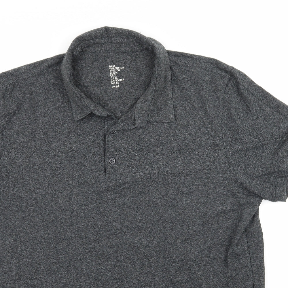 H&M Mens Grey  Jersey  Polo Size XL