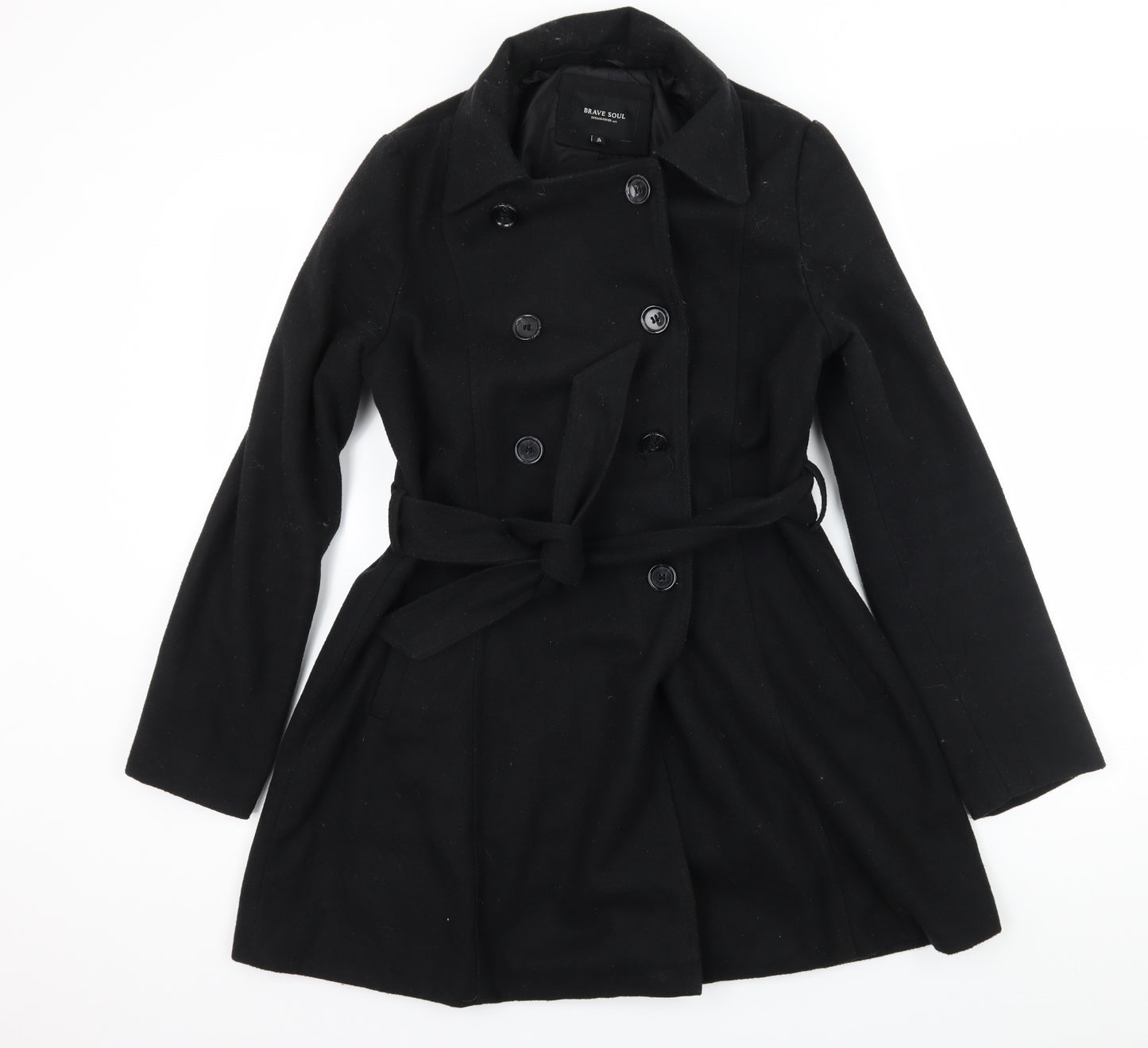 Brave Soul Womens Black   Pea Coat Coat Size 10