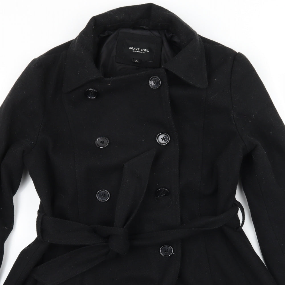 Brave Soul Womens Black   Pea Coat Coat Size 10