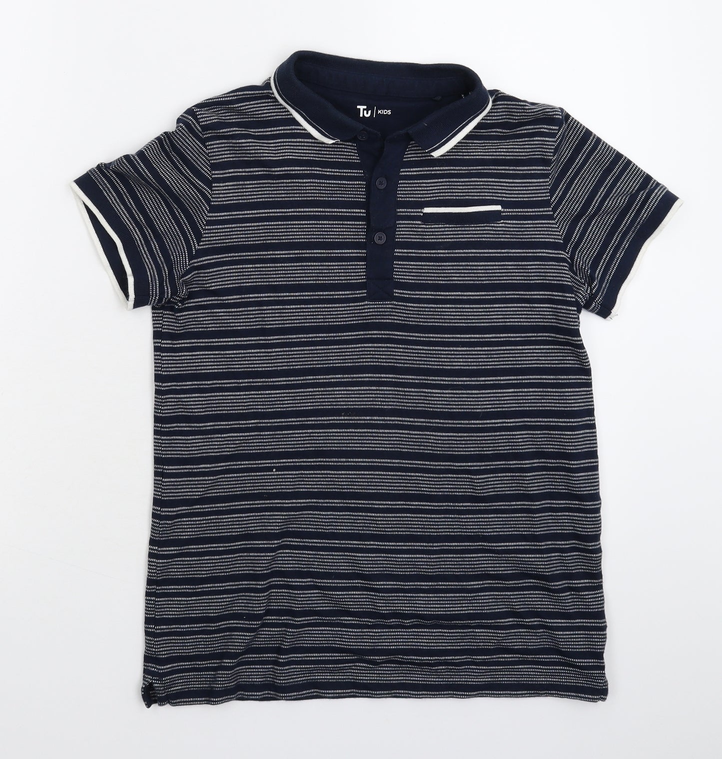 TU Boys Blue Striped  Basic Polo Size 11 Years