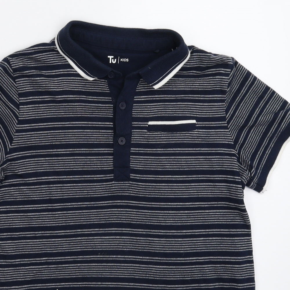 TU Boys Blue Striped  Basic Polo Size 11 Years