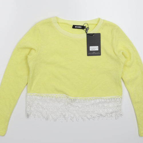 Missguided Womens Yellow  Knit Pullover Jumper Size M