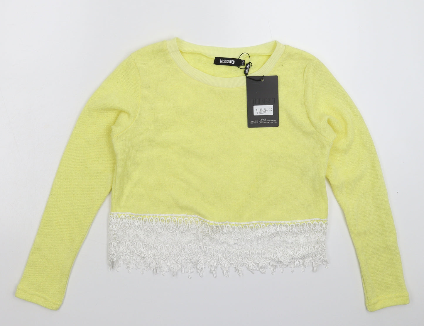 Missguided Womens Yellow  Knit Pullover Jumper Size M