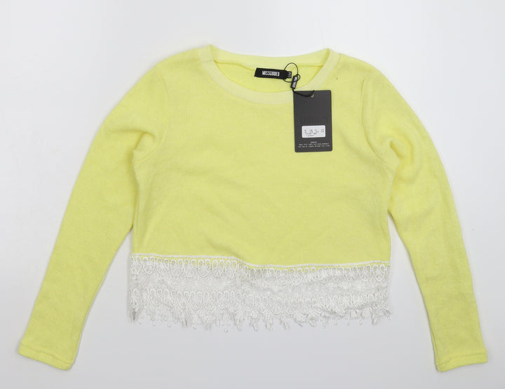 Missguided Womens Yellow  Knit Pullover Jumper Size M