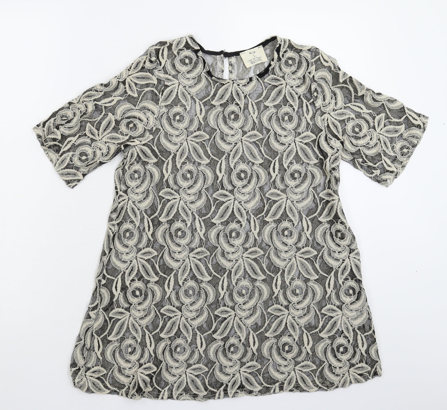 Pins & Needles Womens Grey Floral Knit Pullover Jumper Size S