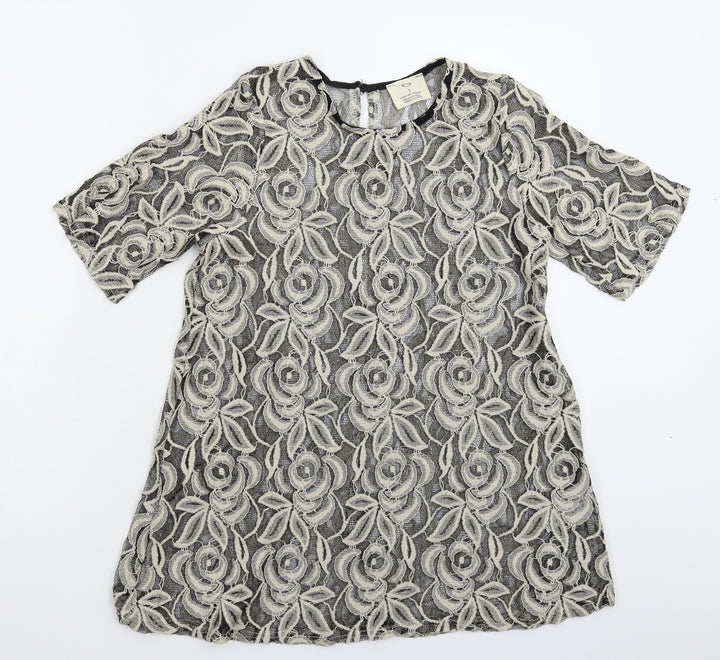 Pins & Needles Womens Grey Floral Knit Pullover Jumper Size S