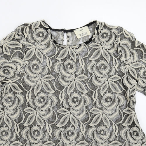 Pins & Needles Womens Grey Floral Knit Pullover Jumper Size S