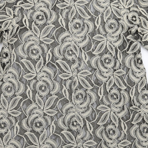 Pins & Needles Womens Grey Floral Knit Pullover Jumper Size S