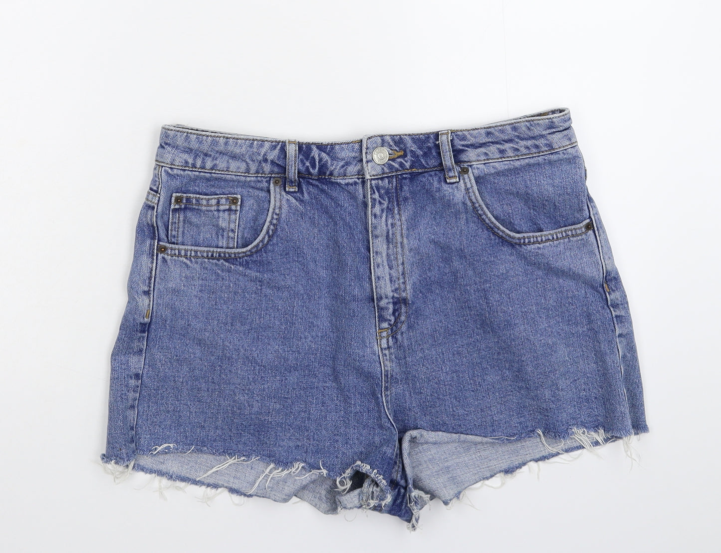 Topshop Womens Blue  Denim Hot Pants Shorts Size 14