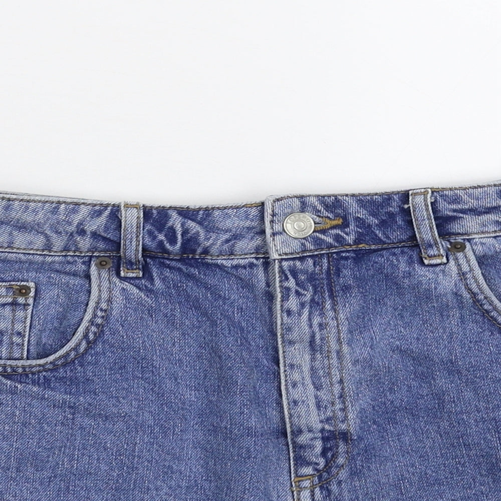 Topshop Womens Blue  Denim Hot Pants Shorts Size 14