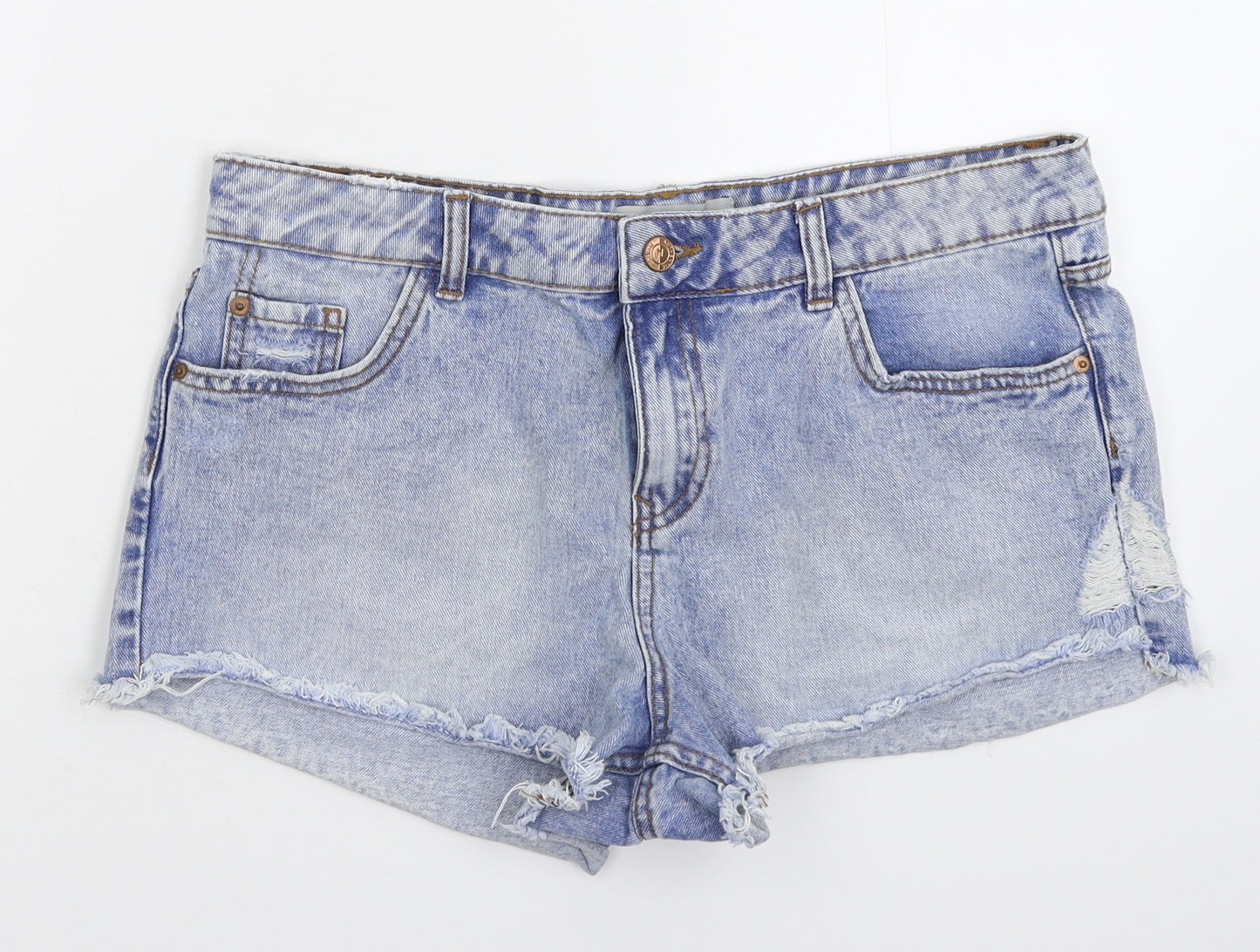 New Look Womens Blue  Denim Hot Pants Shorts Size 14