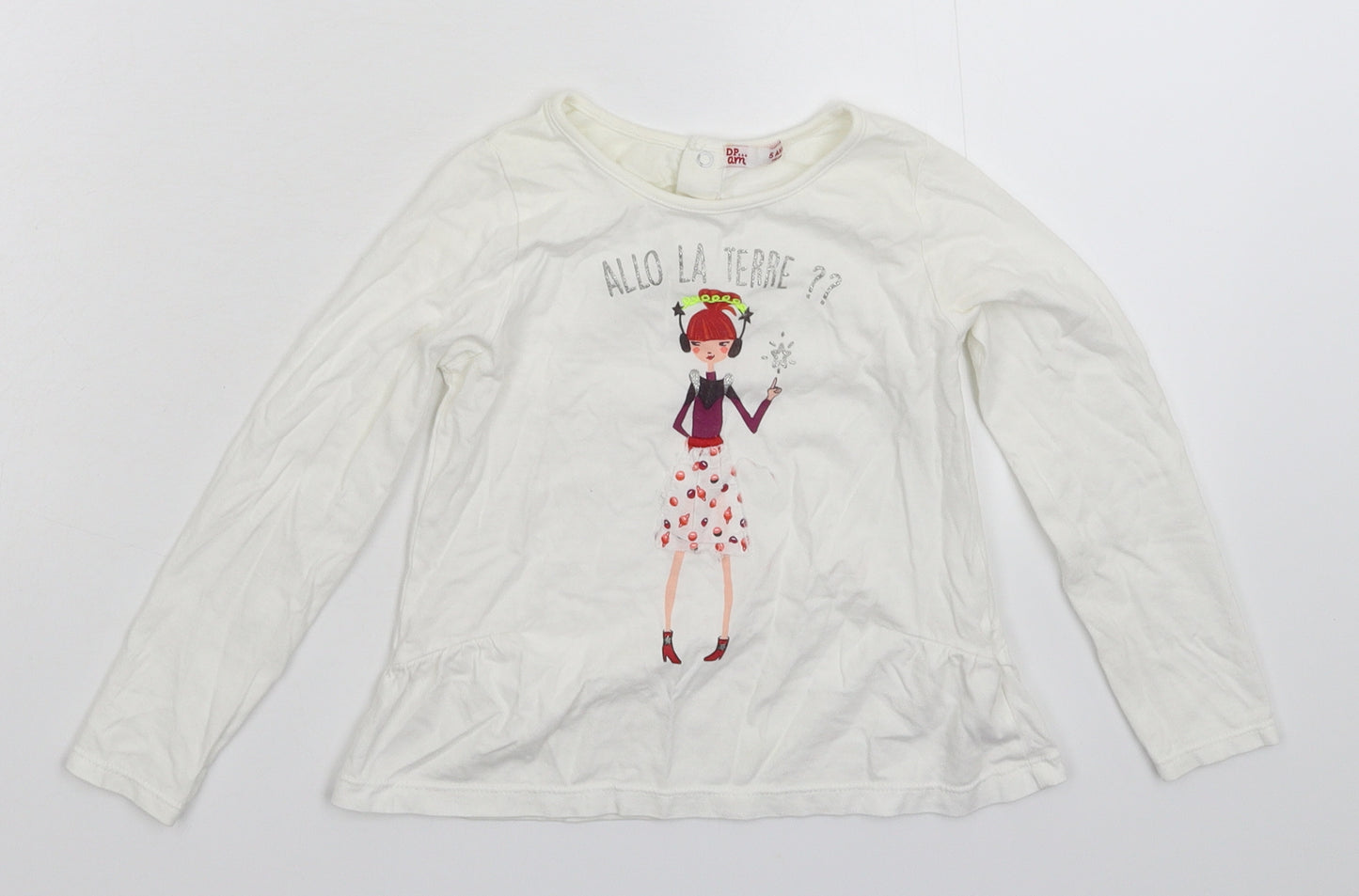 DP... am Girls White   Basic T-Shirt Size 5 Years