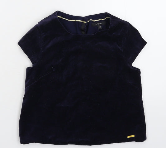 Front view of Autograph girls’ blue basic tank, size 8-9, years