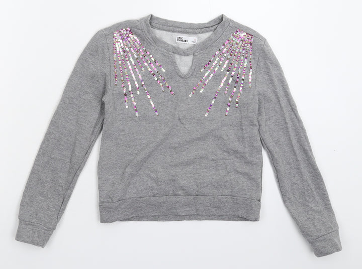 Epic Threads Girls Grey Pullover Sweatshirt Size S