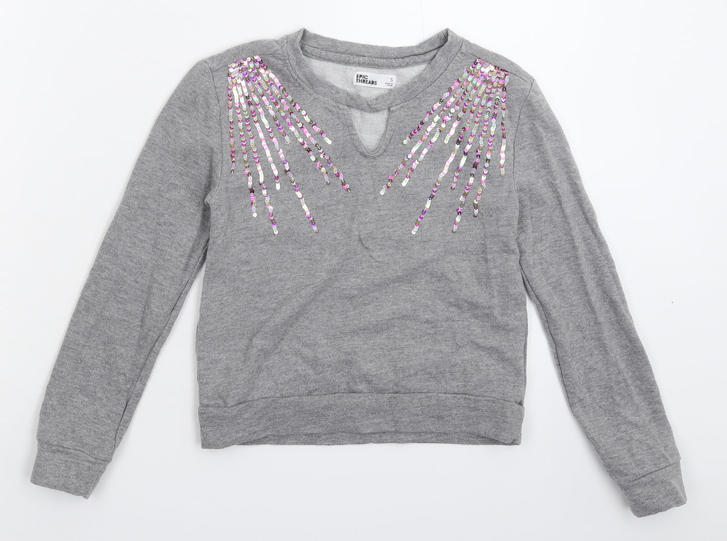 Epic Threads Girls Grey   Pullover Sweatshirt Size S