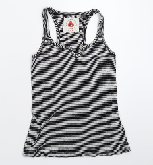 Front view of Chelsea women’s multicoloured striped basic tank, size UK 12
