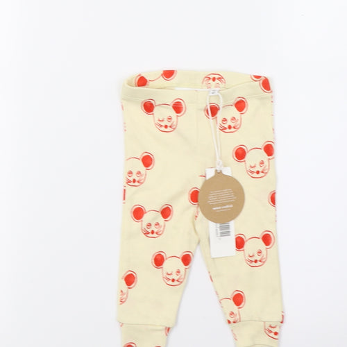 Mini Rodini Girls White   Sweatpants Leggings Size 3-6 Months  - Mouse Print