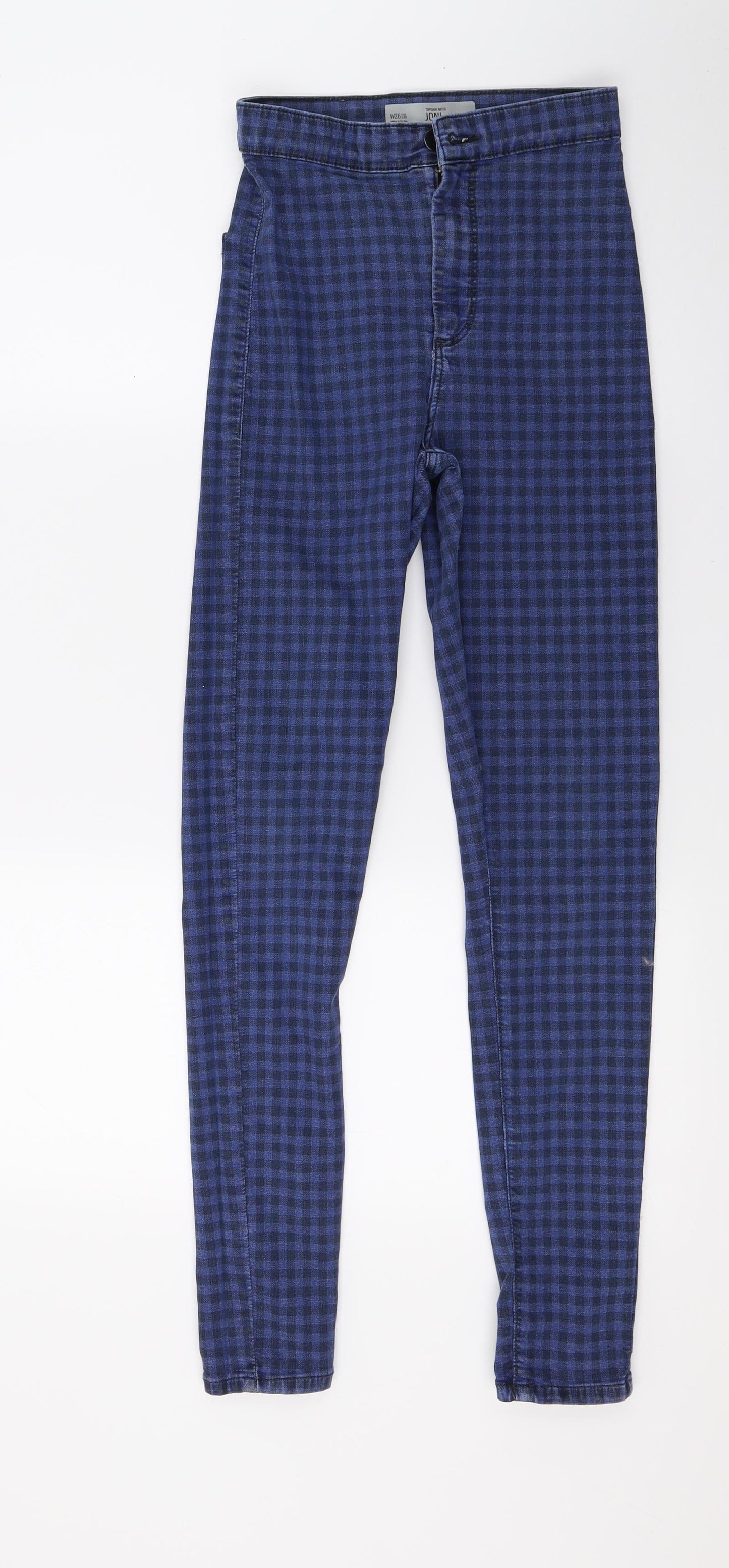 Top shop Womens Blue Check Denim Skinny Jeans Size 26 in L25 in