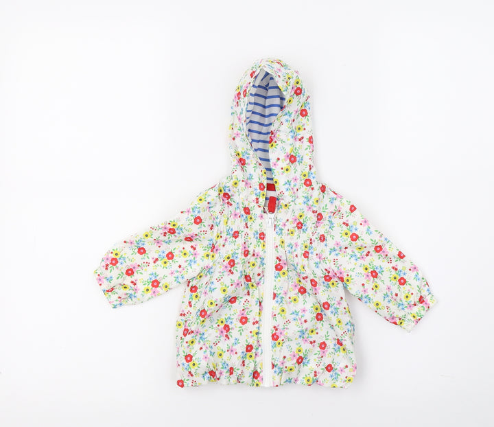 TU Girls White Floral Basic Coat Coat Size 0-3 Months