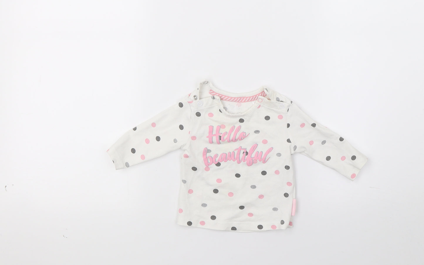 Quapi Girls White Polka Dot  Pullover Jumper Size 0-3 Months  - hello beautiful