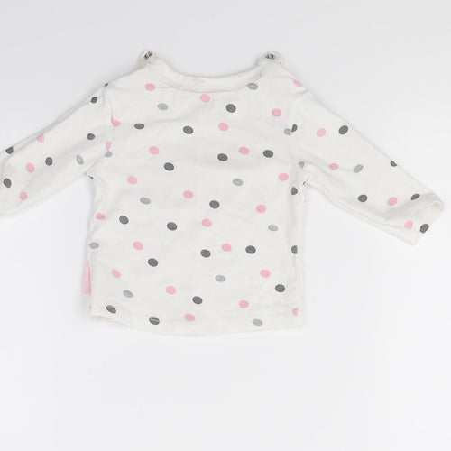 Quapi Girls White Polka Dot  Pullover Jumper Size 0-3 Months  - hello beautiful