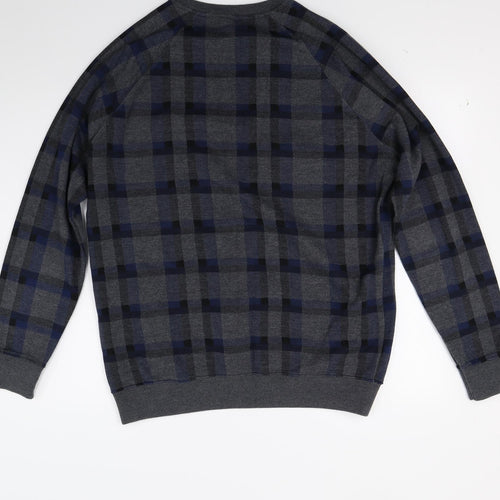New Look Mens Grey Check  Pullover Jumper Size L