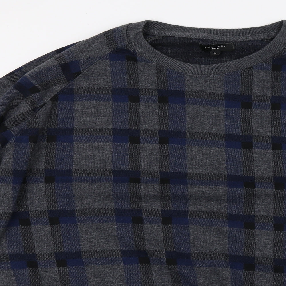 New Look Mens Grey Check  Pullover Jumper Size L