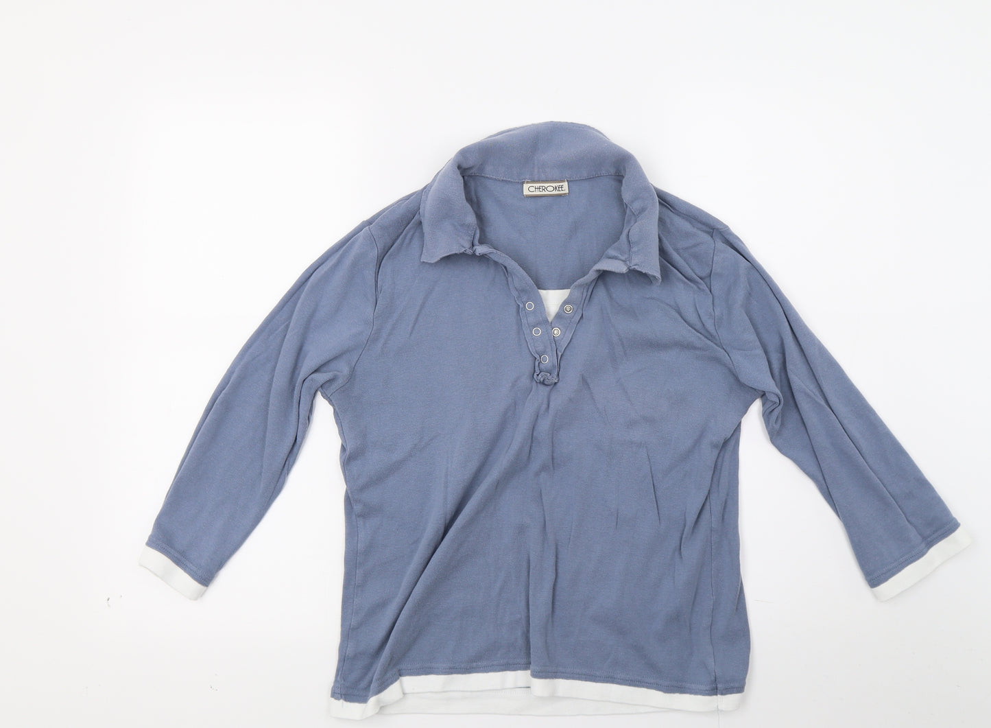 Cherokee Womens Blue   Henley Sweatshirt Size 16