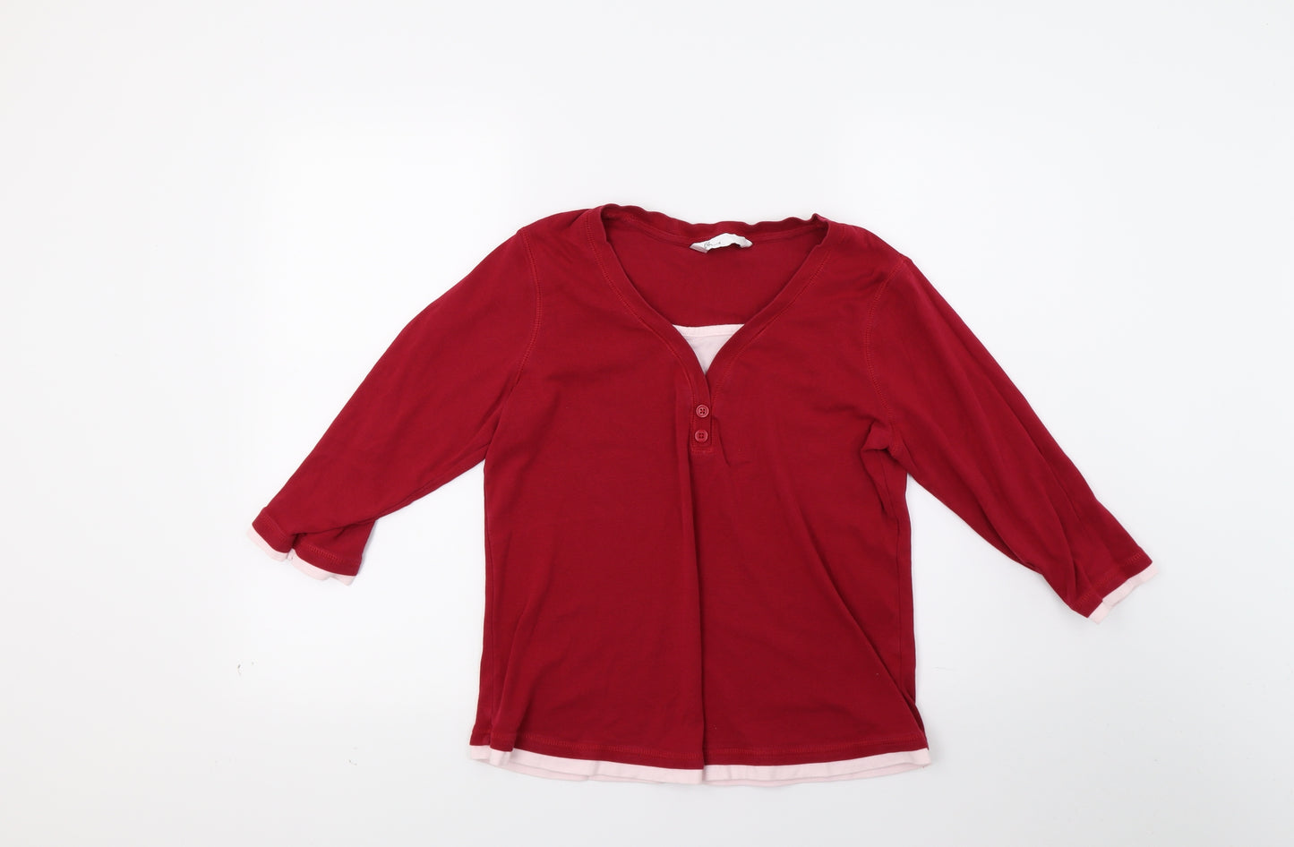BHS Womens Red  Jersey Henley Sweatshirt Size 16
