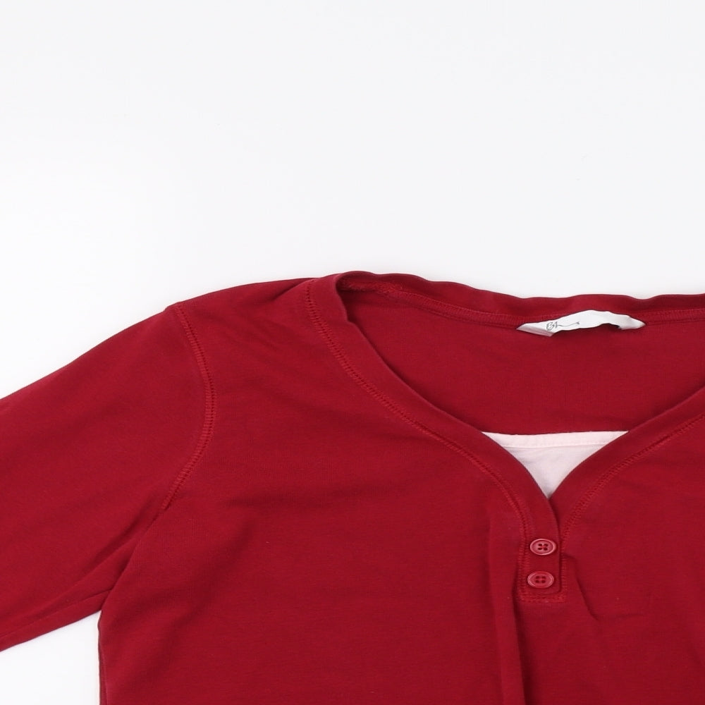 BHS Womens Red  Jersey Henley Sweatshirt Size 16