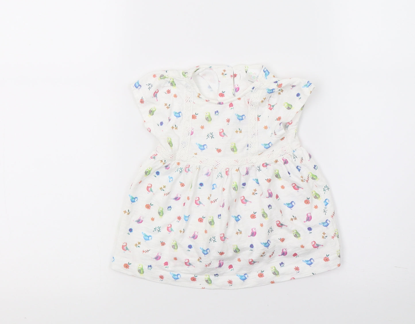 Mini Club Girls White Floral  T-Shirt Dress  Size 0-3 Months