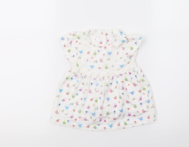 Mini Club Girls White Floral T-Shirt Dress Size 0-3 Months