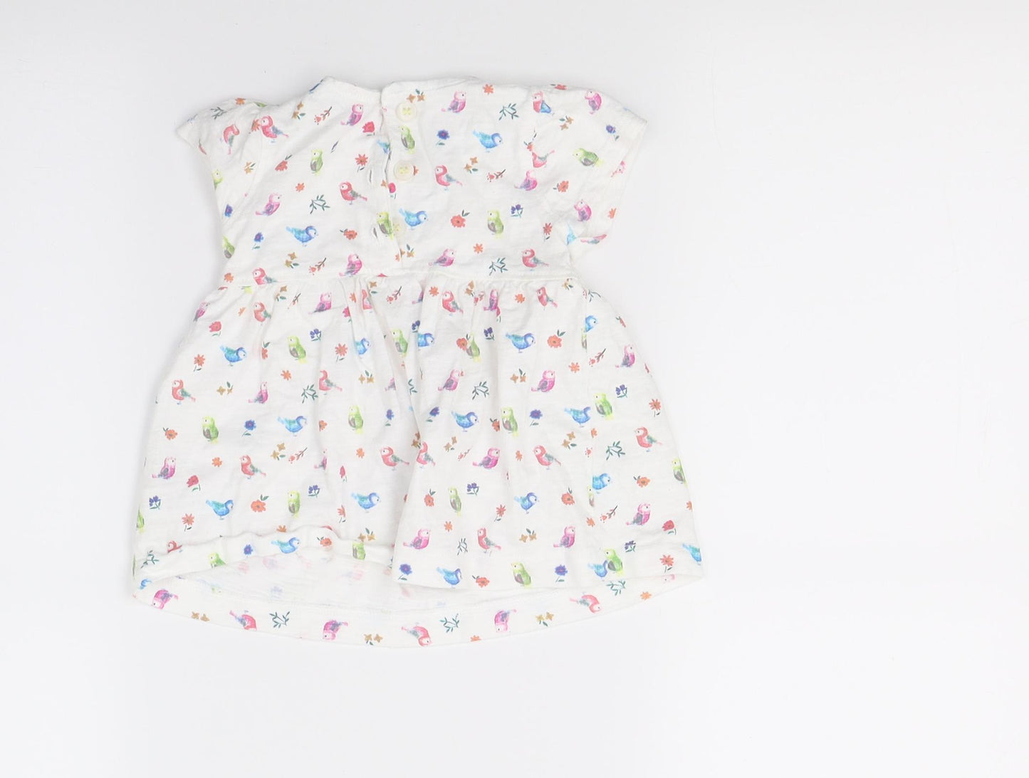 Mini Club Girls White Floral  T-Shirt Dress  Size 0-3 Months