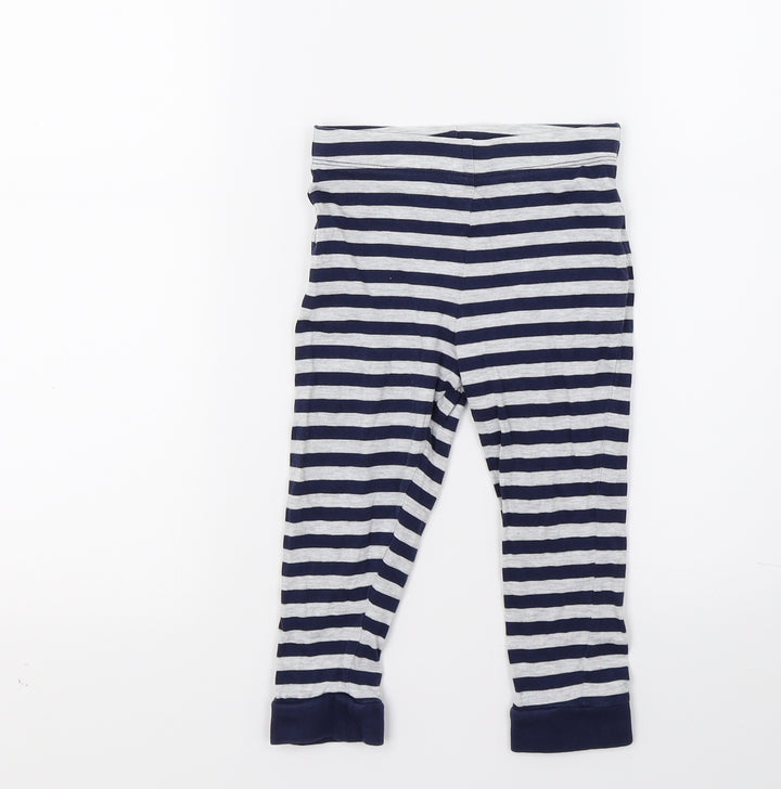 F&F Girls Blue Striped Jogger Trousers Size 2 Years - Leggins