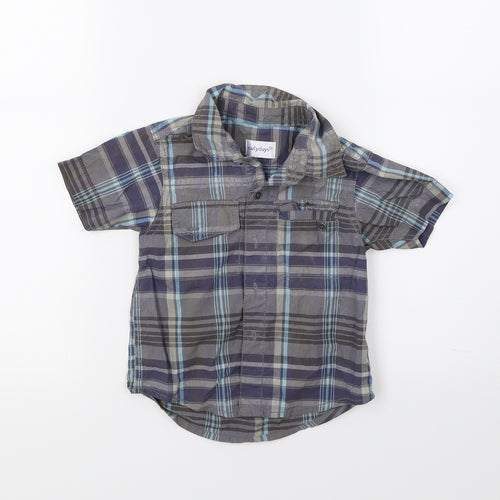 eARLY DAYS Boys Grey Check  Basic Button-Up Size 12-18 Months