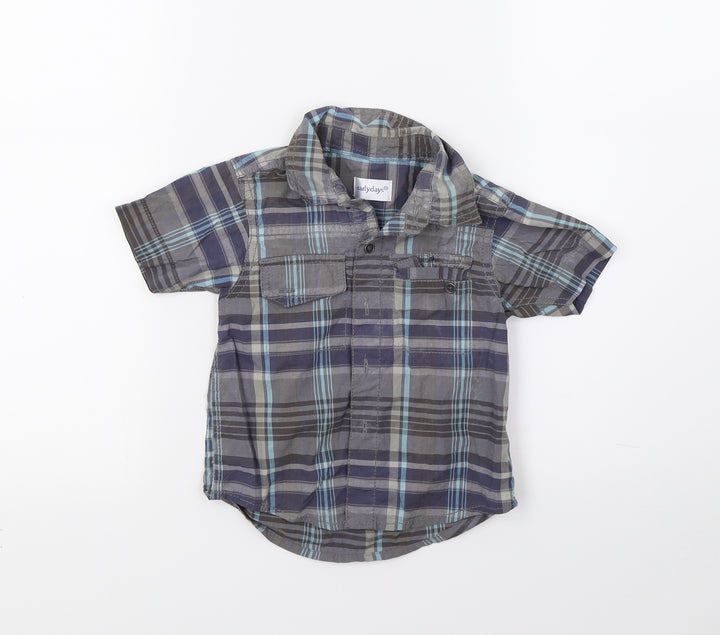 eARLY DAYS Boys Grey Check  Basic Button-Up Size 12-18 Months