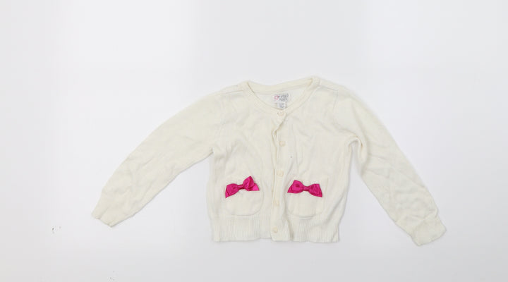 1989 Place Girls White Cardigan Jumper Size 2 Years