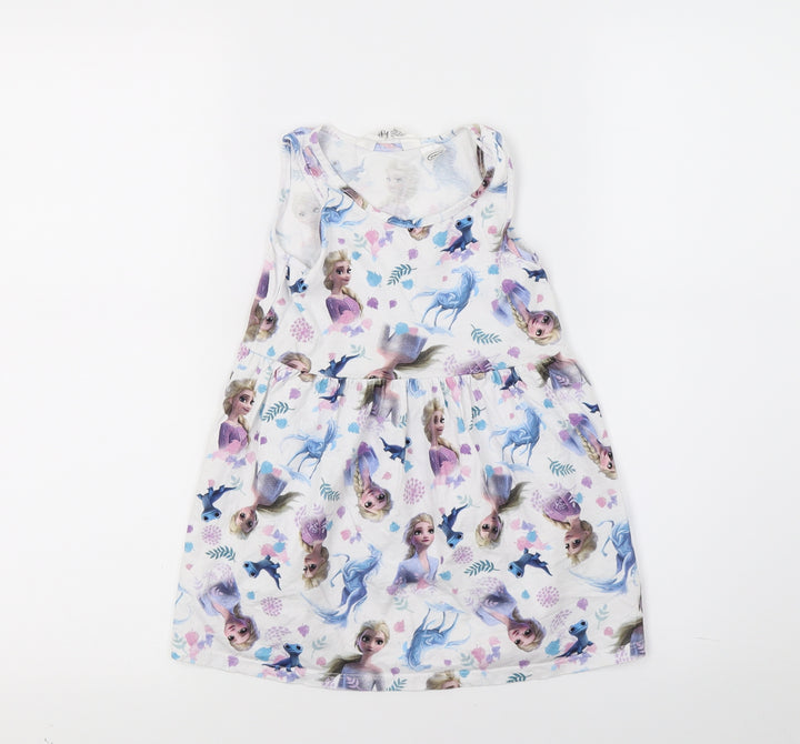 H&M Girls White Jersey A-Line Size 3-4 Years - Princess