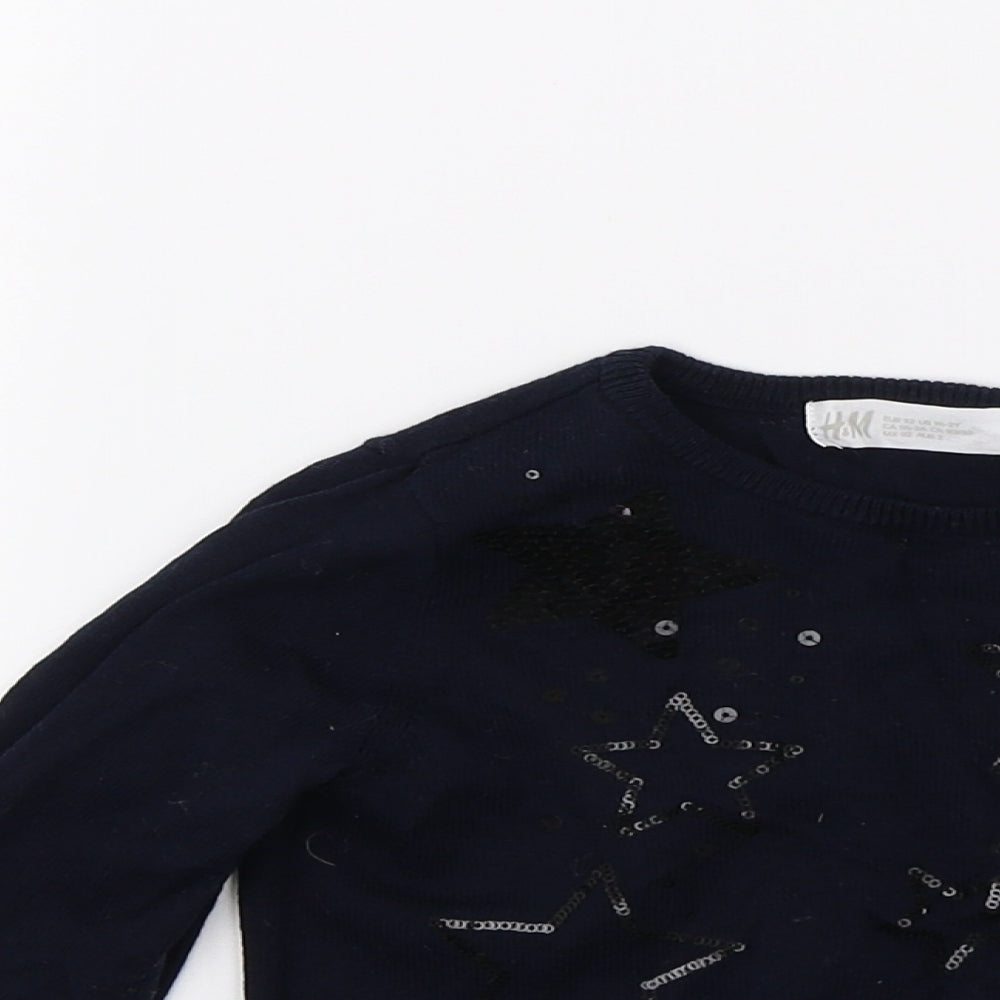 H&M Boys Blue  Knit Pullover Jumper Size 2 Years