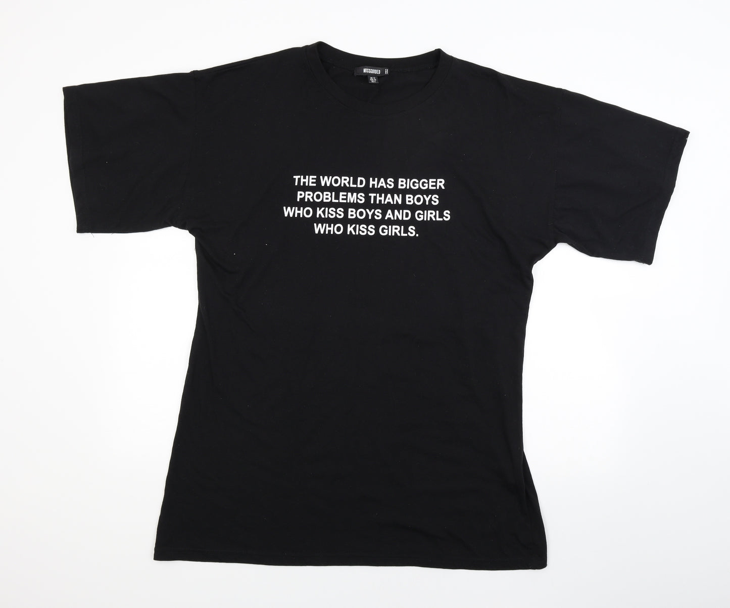 Missguided Womens Black   Basic T-Shirt Size 12  - the world has bigger problems
