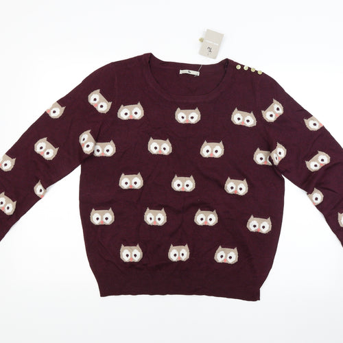 TU Womens Red   Pullover Jumper Size 16  - Owl