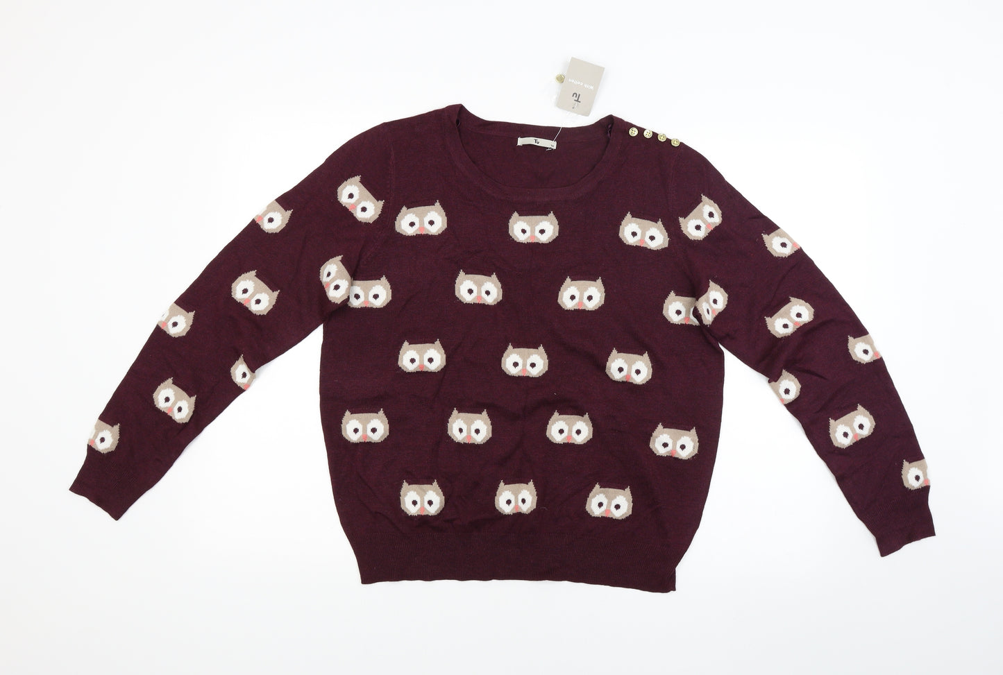 TU Womens Red   Pullover Jumper Size 16  - Owl