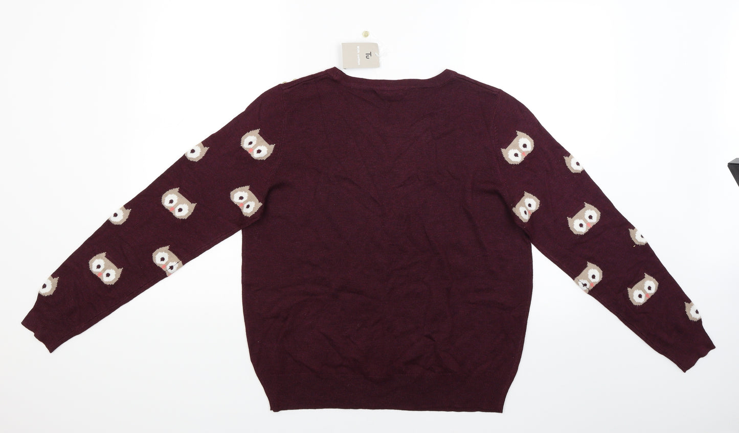 TU Womens Red   Pullover Jumper Size 16  - Owl