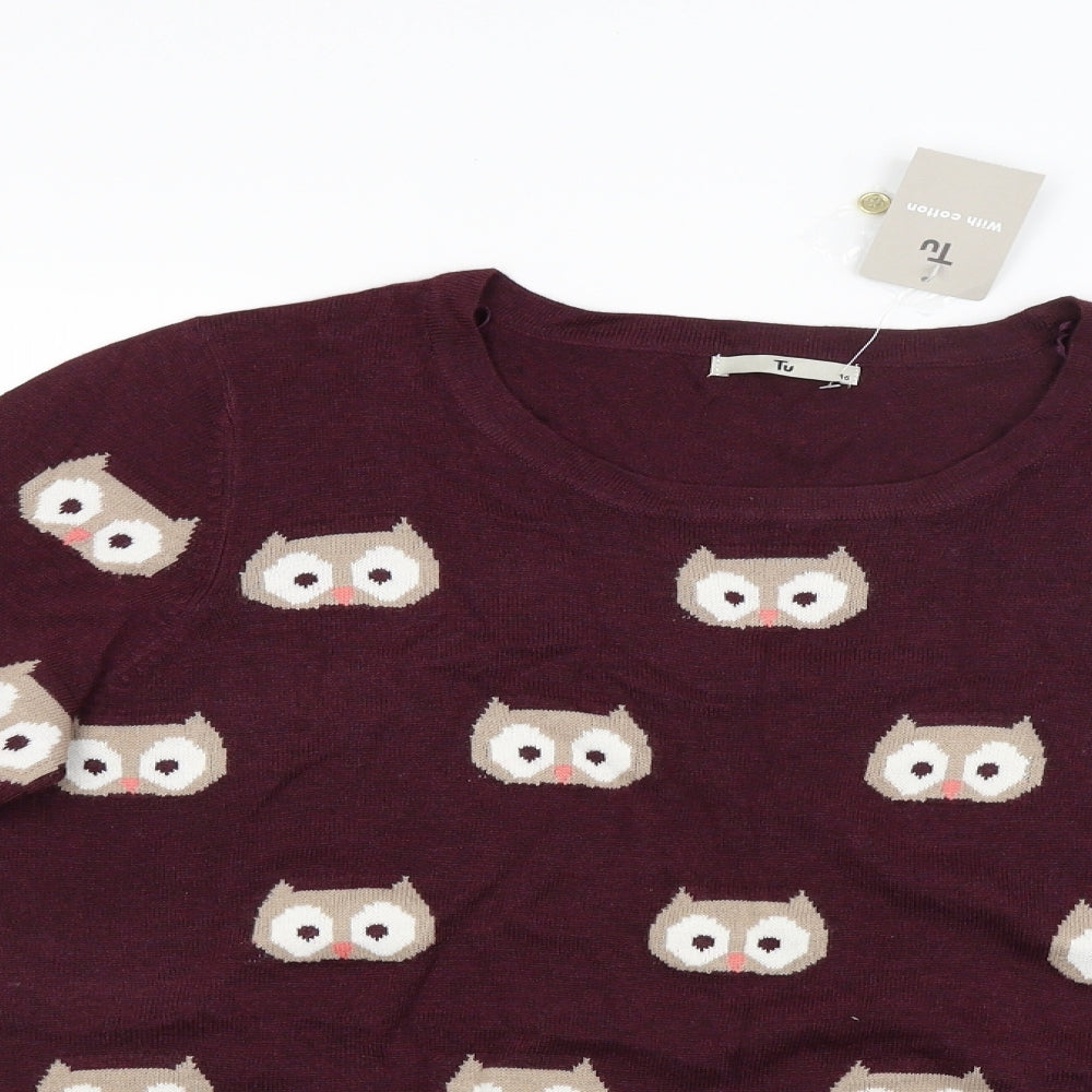 TU Womens Red   Pullover Jumper Size 16  - Owl