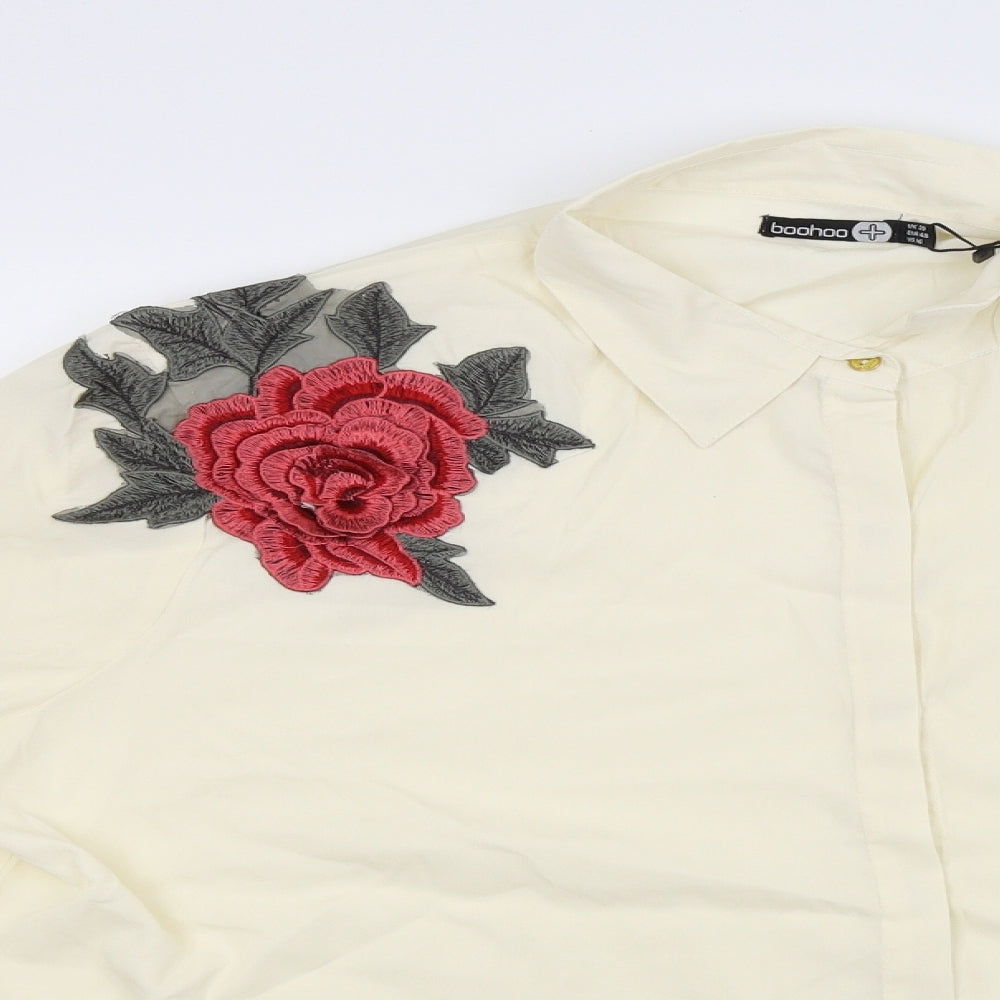 Boohoo Womens Beige Floral  Basic Button-Up Size 20  - roses